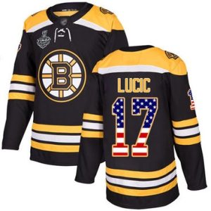 NHL Bruins #17 Milan Lucic Schwarz Heim USA Flag 2019 Stanley Cup